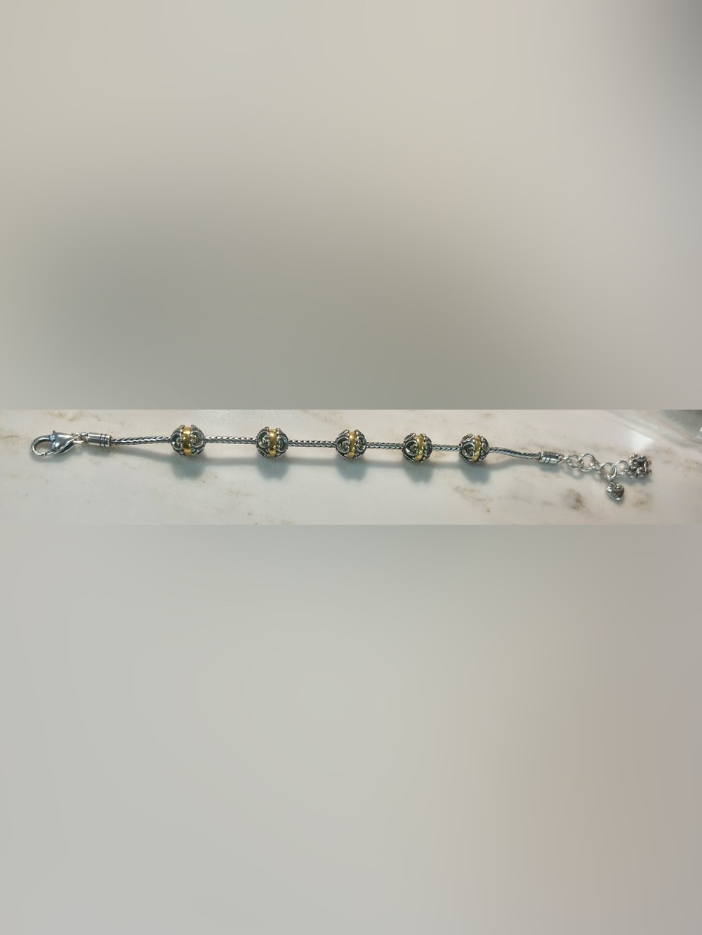 Two-Tone Gold and Silver Filigree Bead Charm for Women